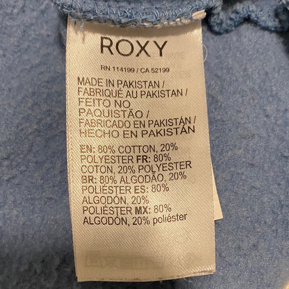 ROXY Blue Zip Hoodie Sweatshirt Large Athleisure - Picture 6 of 6